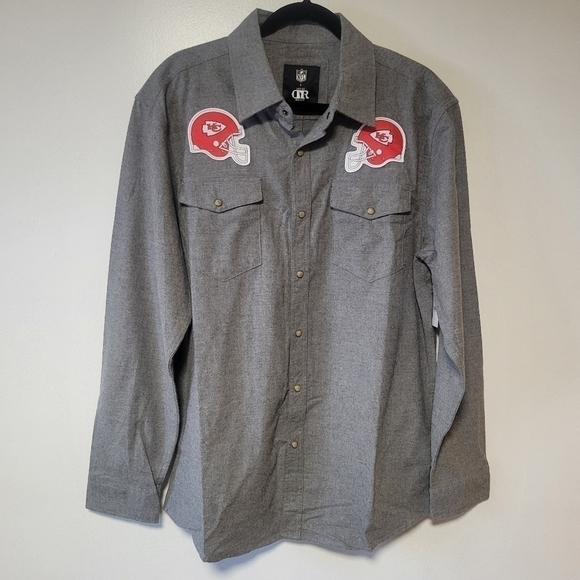 NFL x Darius Rucker Buffalo Bills Gray Gaucho Pearl snap Flannel Shirt size medi - Picture 3 of 10